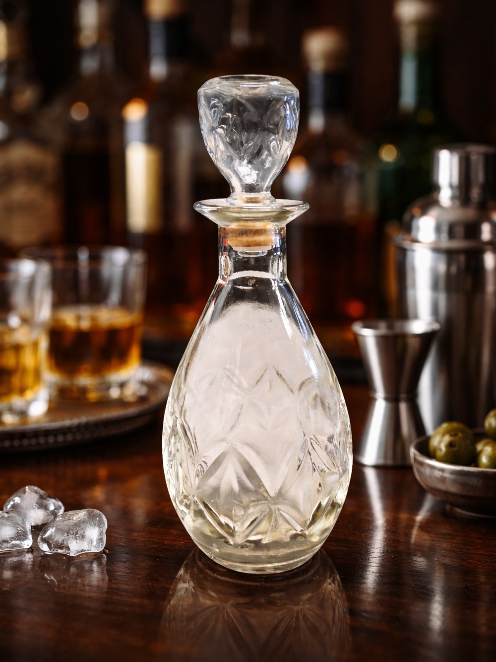VTG Clear Glass Decanter with Cork Stopper - Elegant Home Dining Bar Accessory